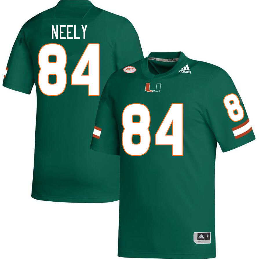 Men #84 Josh Neely Miami Hurricanes College Football Jerseys Stitched-Green - Click Image to Close